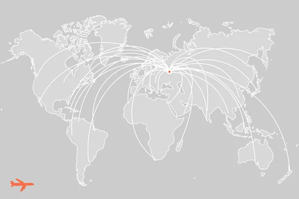 Wektor mapa świata z trasy lotów — Wektor stockowy