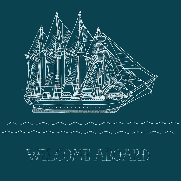 Ilustración del buque de vela — Archivo Imágenes Vectoriales