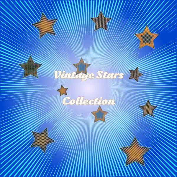 Sunburst e estrelas vintage — Vetor de Stock