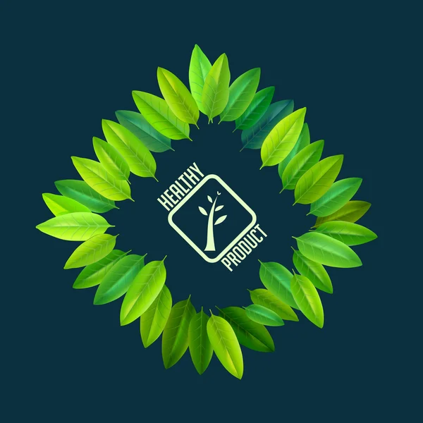 Eco teken met groene bladeren — Stockvector