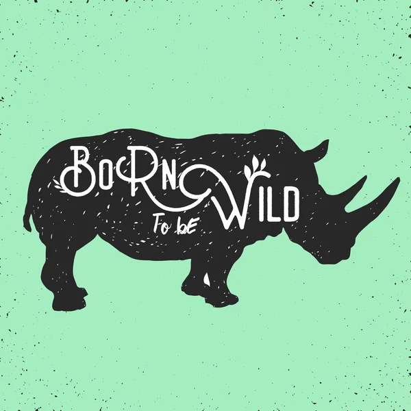 Wild rhino standing — Stock Vector