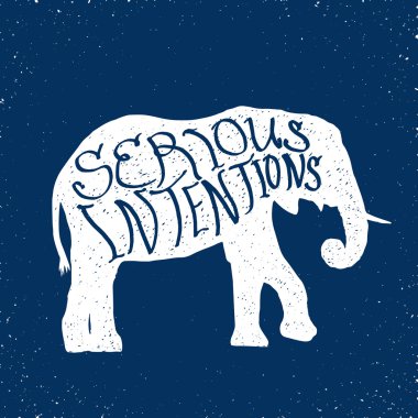 elephant silhouette and letters clipart