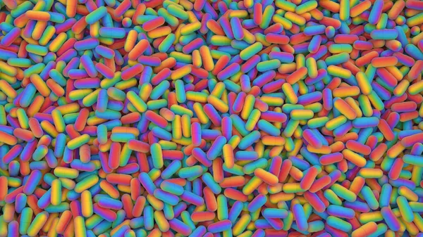 Happy pillen digitale achtergrond met veelkleurige objecten — Stockfoto