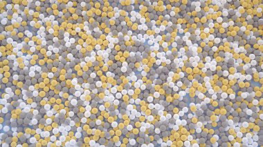 Beyaz, gri ve sarı küçük topları olan soyut dijital arkaplan