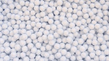 Beyaz çokgen küreler yığınıyla soyut dijital arkaplan