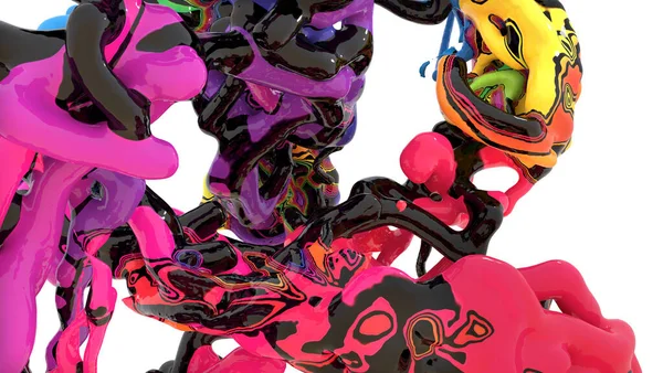 Elementi decorativi multicolori concettuali, spruzzi di vernice di spessore liquido — Foto Stock