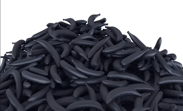 Enorme montón de extraños plátanos negros aislados en blanco Imagen de archivo