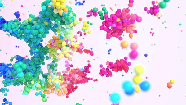 Cluster di particelle multicolori isolate su bianco primo piano — Foto Stock