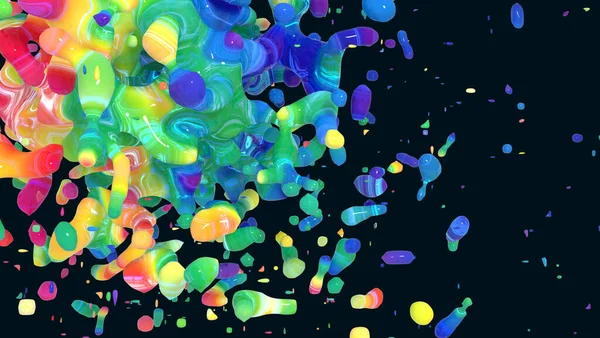 Fondo festivo con salpicaduras masivas de líquido multicolor —  Fotos de Stock