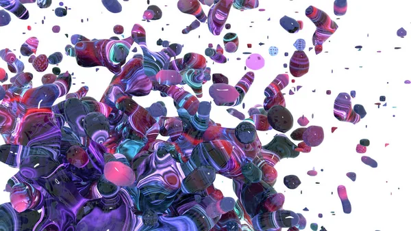 Abstract multicolored background with liquid object on white — Stock Photo, Image