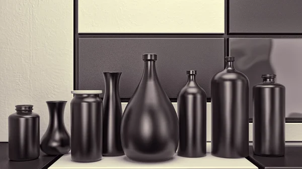 Black bottles — Stock Photo, Image