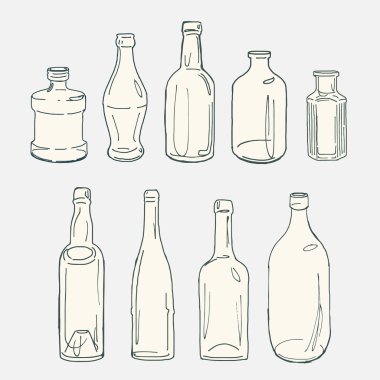 elle çizilmiş şişe seti