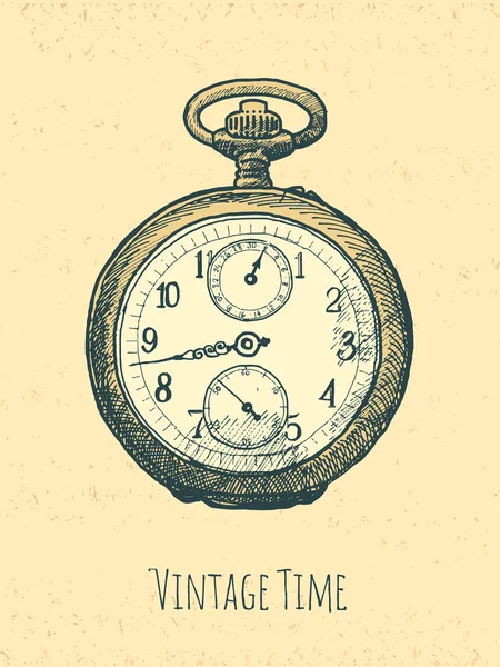 Винтажные часы ручной работы — стоковый вектор
