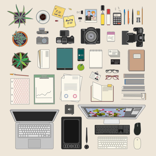 коллекция офисных вещей
