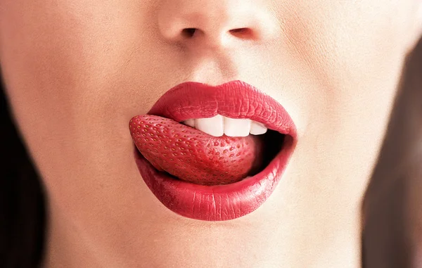 Conceptual image of a strawberry tongue — Stock Photo, Image