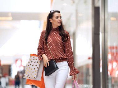 Alışveriş sırasında zarif bir kadının kavramsal resmi.