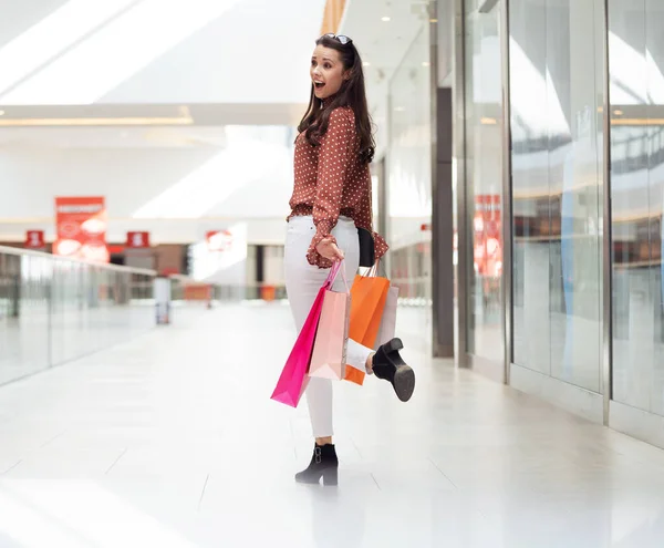 ショッピング中のエレガントな女性の概念的な写真 ストック画像