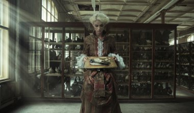 Retro laboratuvar üzgün kimyager