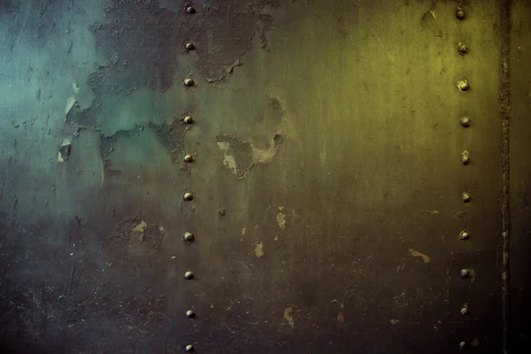 Metal wall in the old empty warehouse — Stock Photo, Image