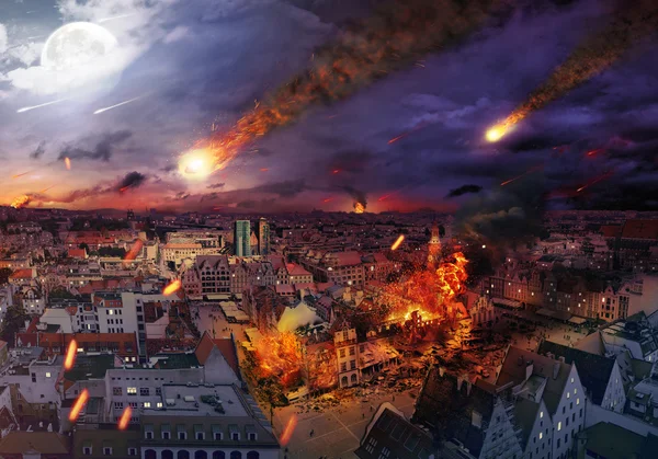 Apocalypse caused by a meteorite — Stock Photo, Image