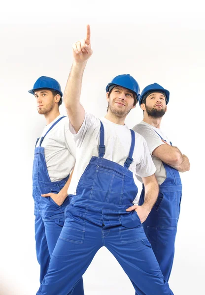 Retrato de três construtores bonitos — Fotografia de Stock