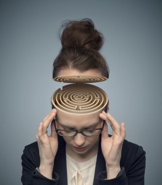 Conceptual image of a maze in the woman's brain clipart
