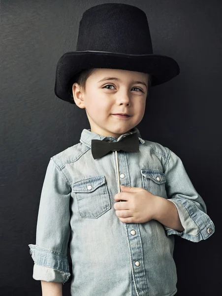 Vintage style photo of a cute young boy — Stock Photo, Image