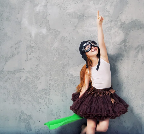 Retrato de uma menina piloto — Fotografia de Stock