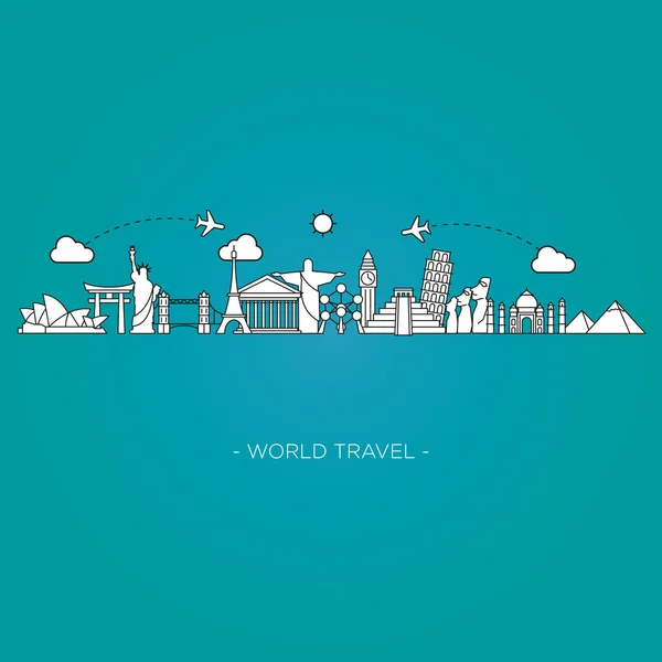 Viaggio e turismo stile skyline. Illustrazione vettoriale — Vettoriale Stock