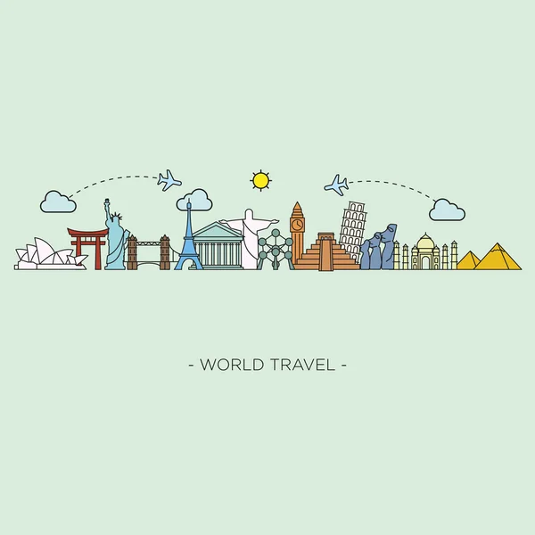 Travel and tourism skyline line style. Vector illustration — Stock Vector