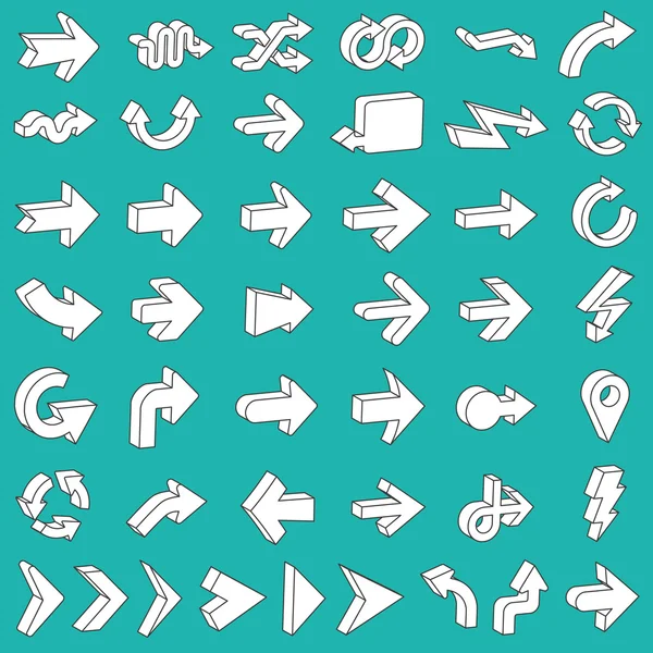 Line 3D Arrows Icon Set — Stock Vector