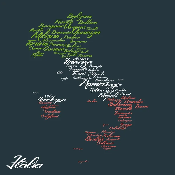 Itália mapa vetorial com nomes de cidades — Vetor de Stock