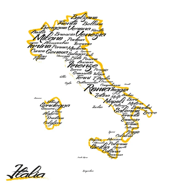 Italia mapa vectorial con nombres de ciudades — Archivo Imágenes Vectoriales