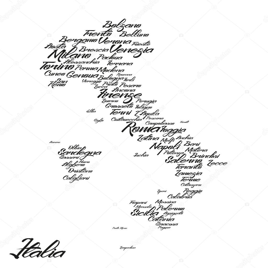 Italy vector map with city names