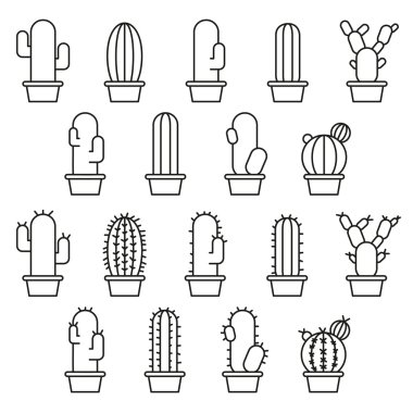 Kaktüs soyut koleksiyonunda vektör çizim