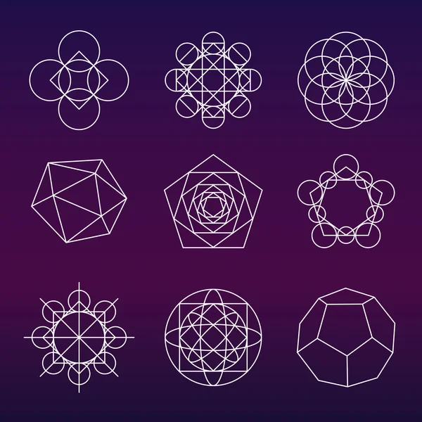 Kutsal geometri vektör simgeler ve öğeleri ayarla