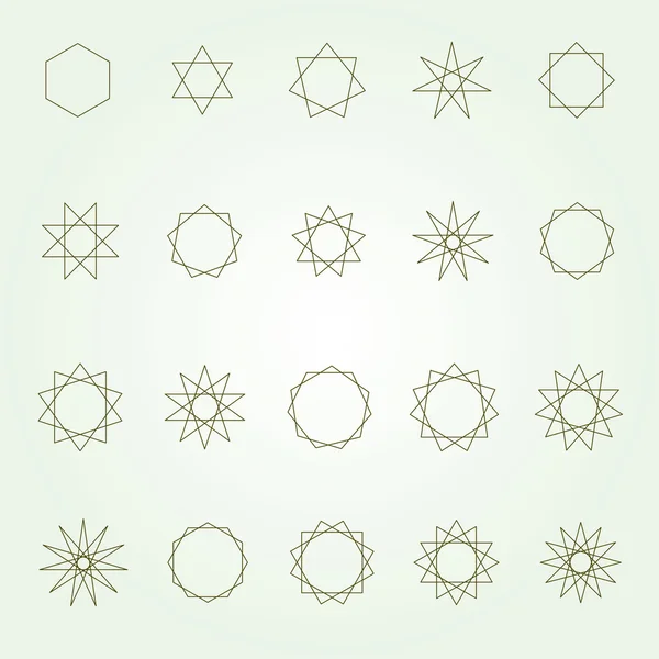 ポリゴンと polygrams の神聖な幾何学ベクトル (変数の行の設定) — ストックベクタ