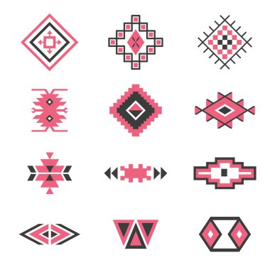 Vektör sembolleri aşiret tasarım. Etnik motif. Boho hippi tarzı