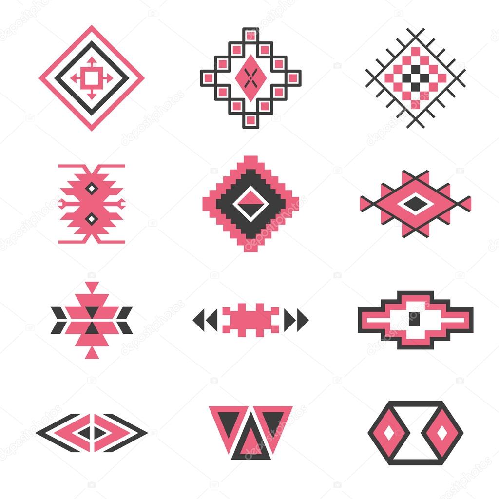 Vector symbols tribal design. Ethnic motif. Boho Hipster style