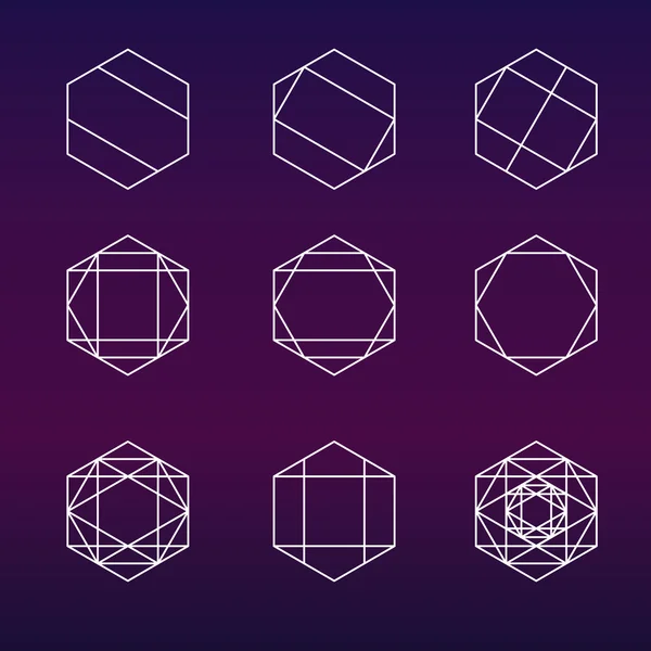 Hexagon set sacred geometry — Stock Vector