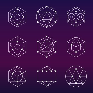 Dekoratif mozaik logo şablonu sembolleri Icons set