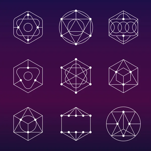 Dekoratif mozaik logo şablonu sembolleri Icons set