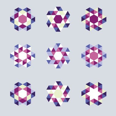 Dekoratif mozaik logo şablonu sembolleri Icons set