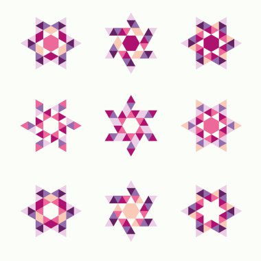 Dekoratif mozaik logo şablonu sembolleri Icons set