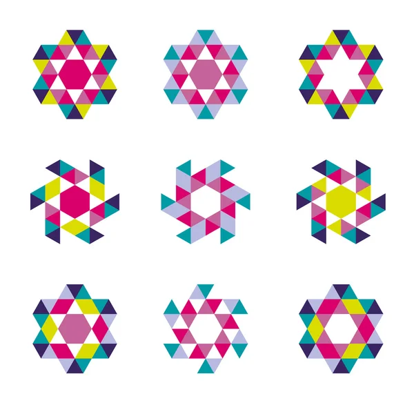 Декоративна мозаїка логотип набір символів піктограми — стоковий вектор