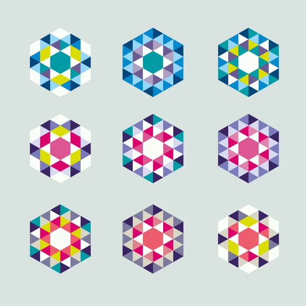 Декоративна мозаїка логотип набір символів піктограми — стоковий вектор