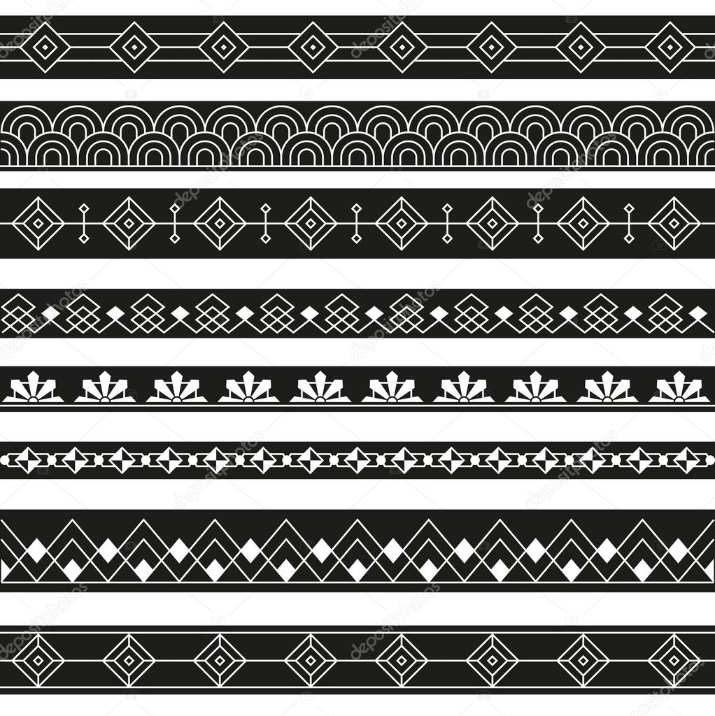 Art Deco Borders Style Line Design -variable line- Stock Vector Image