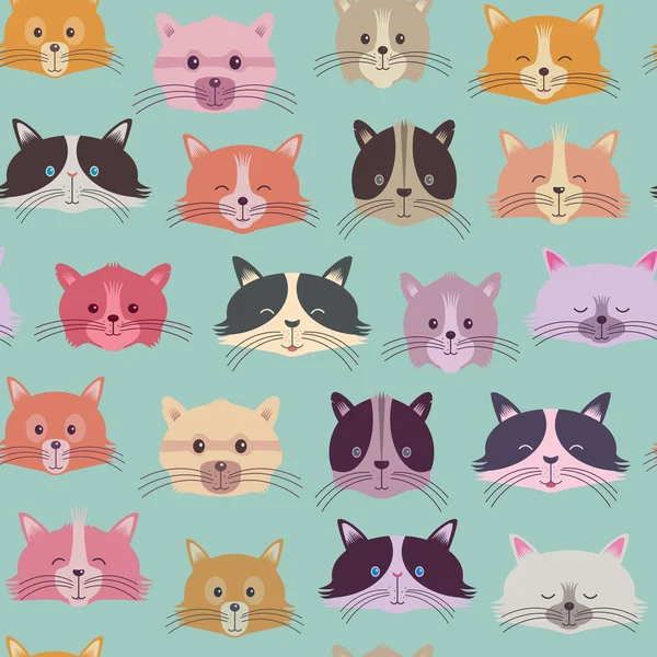 Cute seamless pattern with cats — Stock Vector