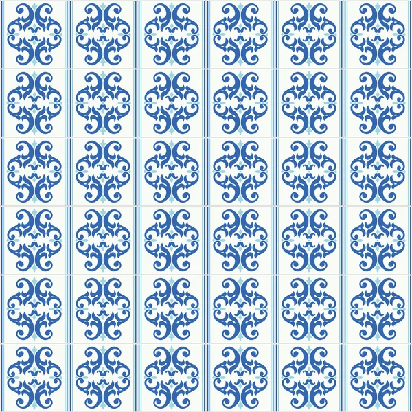 Hagyományos díszes portugál csempe azulejos. Vintage varrat nélküli mintát. Absztrakt háttér. Vektoros illusztráció — Stock Vector
