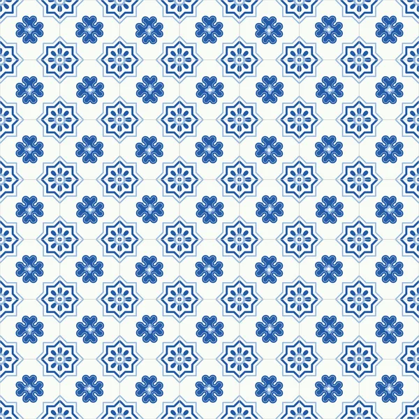 Traditionnel carreaux portugais ornés azulejos. Modèle sans couture Vintage — Image vectorielle